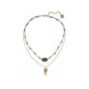 The Sak Two Row Necklace in Gold/Blue MSRP $34 NWT